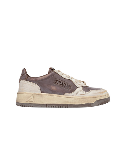 MEDALIST LOW SUPER VINTAGE SNEAKERS IN MUD PATRIDGE AND WHITE LEATHER