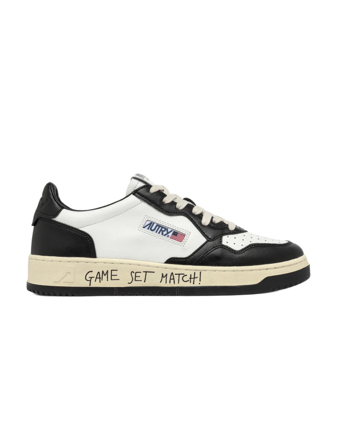 MEDALIST LOW SNEAKERS IN WHITE AND BLACK LEATHER WITH LETTERING