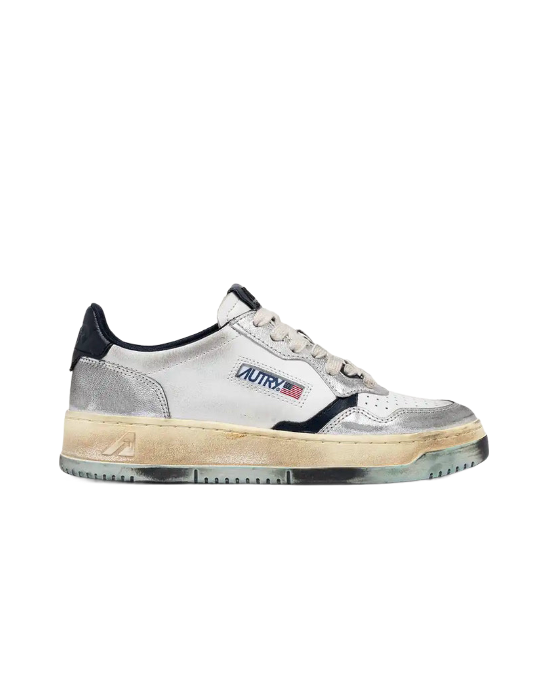 Super Vintage Medalist Low Sneakers In White, Space And Silver Leather