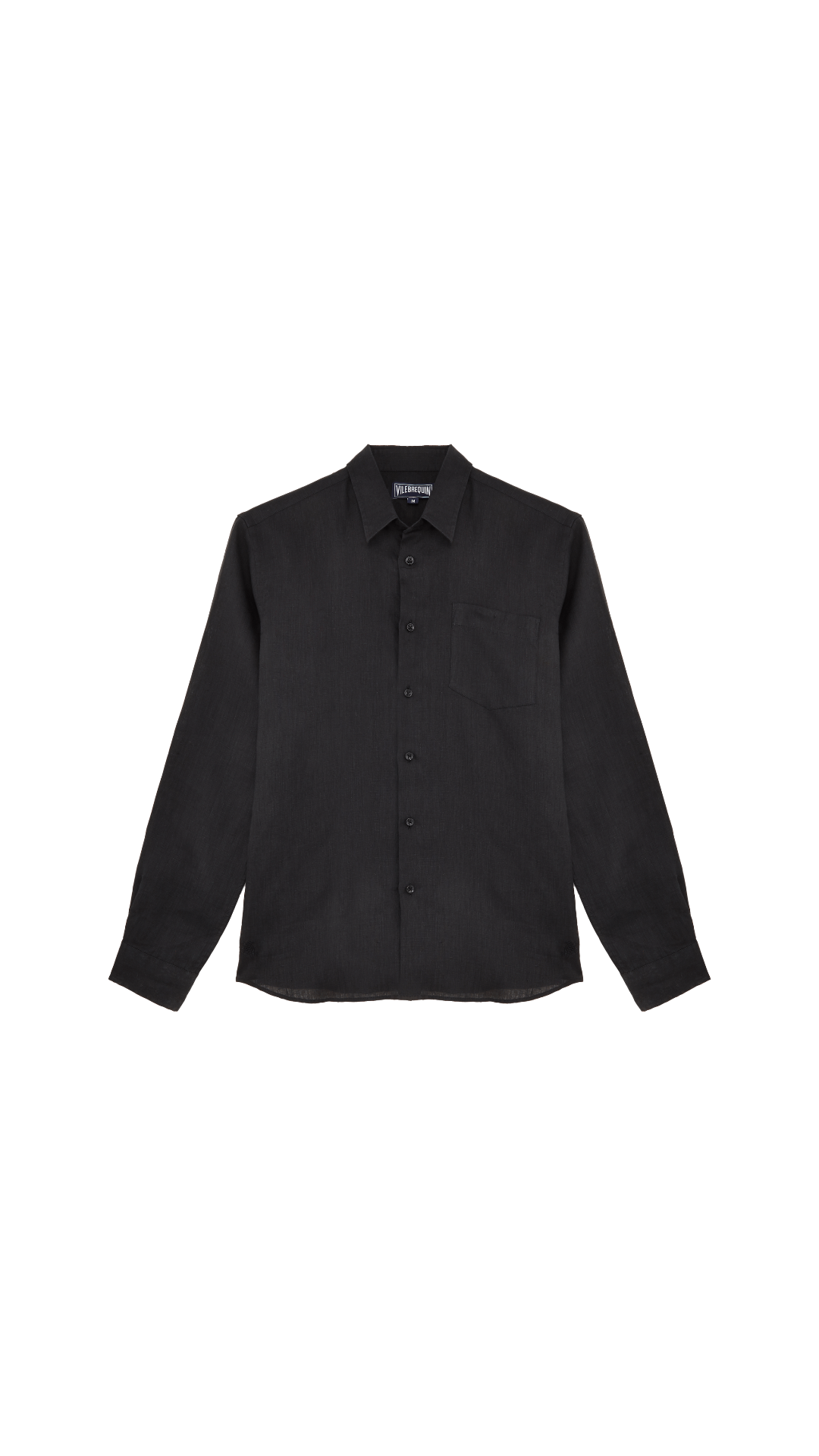 Men linen shirt solid black