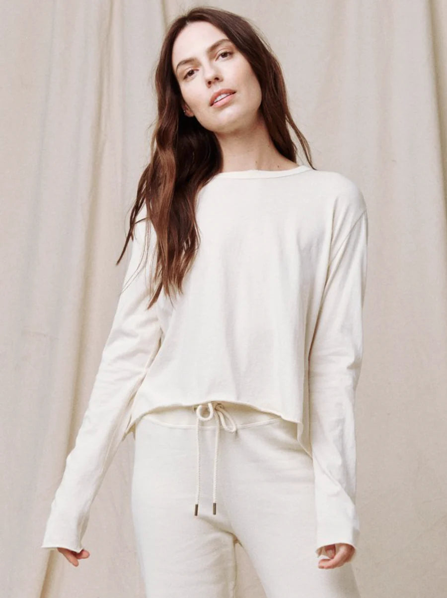 THE LONG SLEEVE CROP TEE - WASHED WHITE