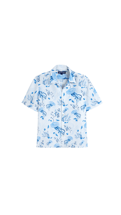 Men Bowling Linen Shirt Medusa And Shells
