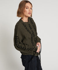 Military threaded cable sweater