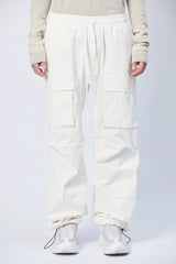 Nylon pockets oversized trousers - cream