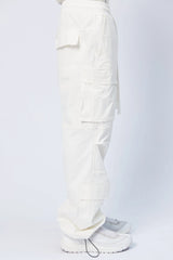 Nylon pockets oversized trousers - cream