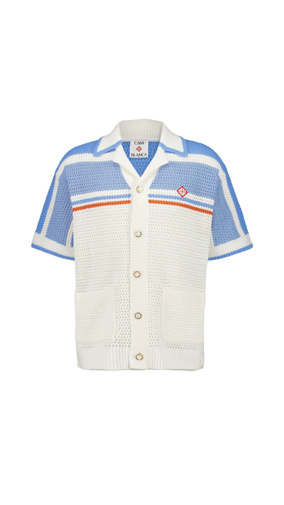 Cotton crochet short sleeve shirt