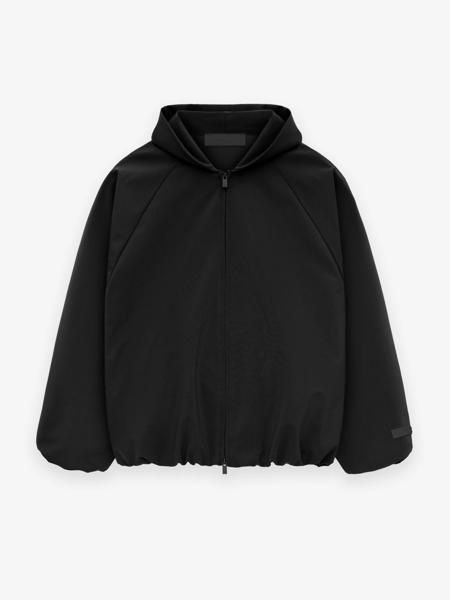 Bonded nylon hooded bomber - black