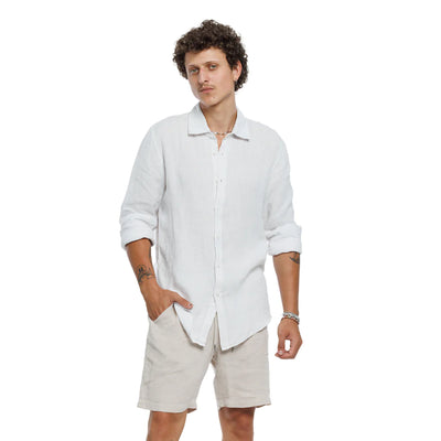Como L/S Linen Shirt In White