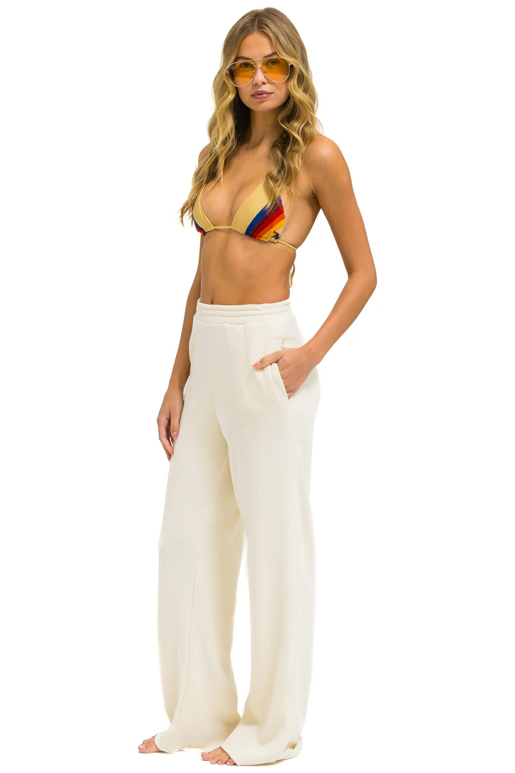 Wide leg pocket sweatpants - vintage white