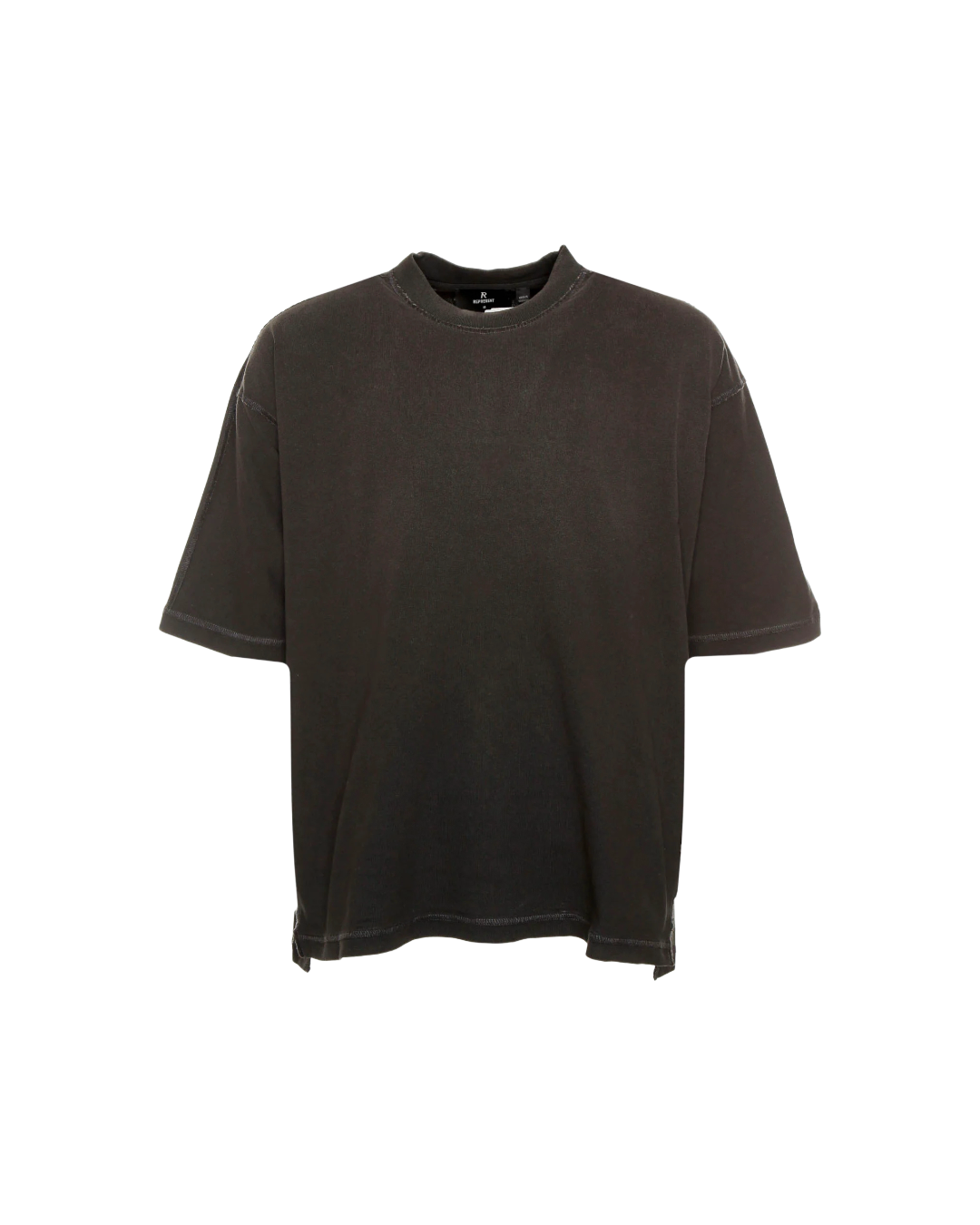 Stepped hem t-shirt - stained black