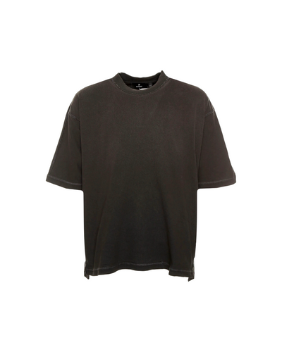 Stepped Hem T-Shirt - Stained Black