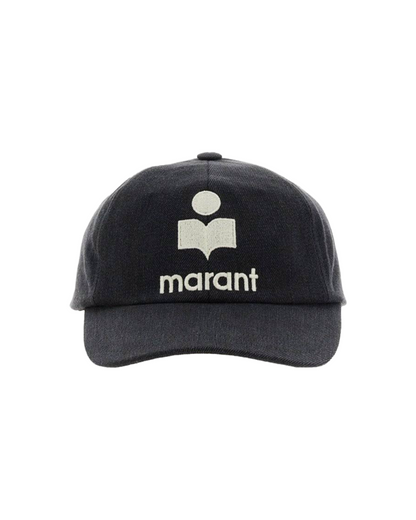 Logo embroidered baseball cap - off black