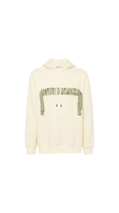 Curb logo cotton hoodie - beige