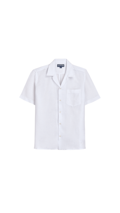Men bowling linen shirt solid