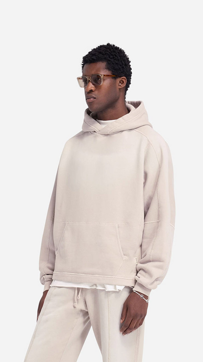 Stepped hem hoodie - oat