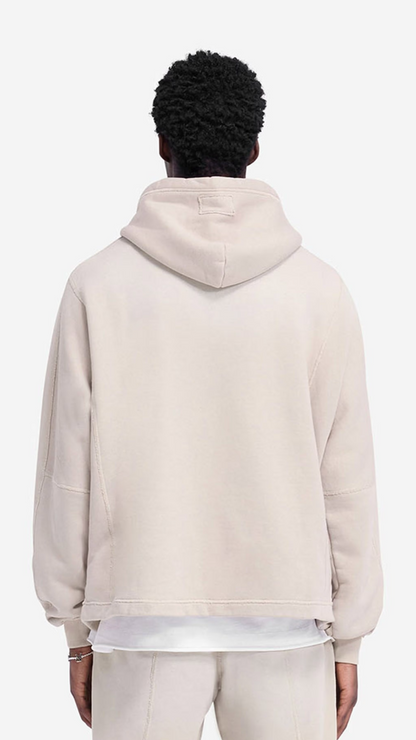 Stepped hem hoodie - oat