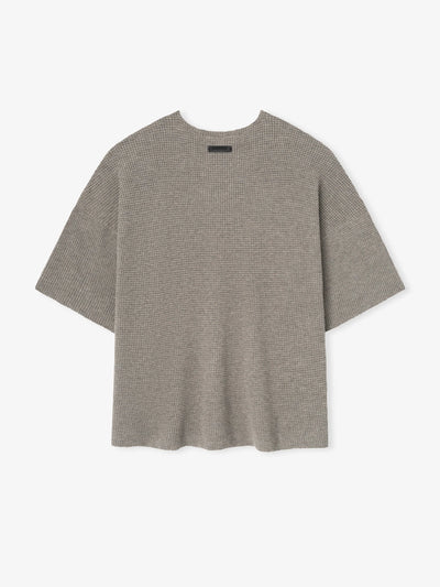 Waffle short sleeve sweater - homestead heather