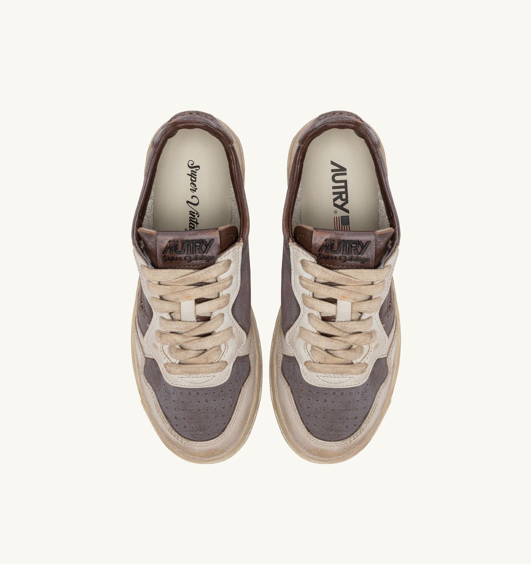 MEDALIST LOW SUPER VINTAGE SNEAKERS IN MUD PATRIDGE AND WHITE LEATHER