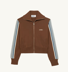 JACKET IN KNIT TOBACCO VISCOS