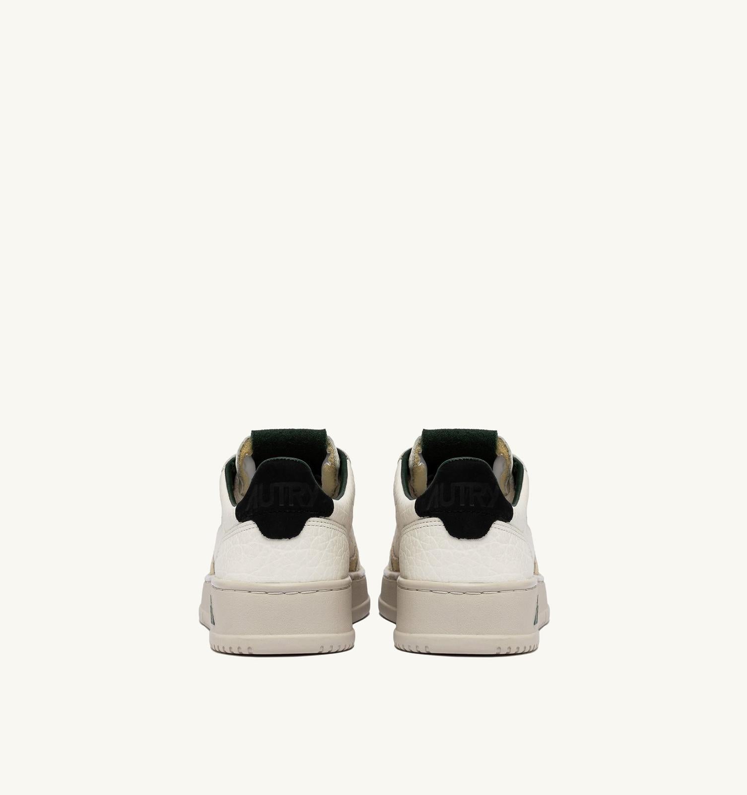 MEDALIST LOW SNEAKERS WHITE/TEXTURED LEATHER WITH GREEN BLACK AND BEIGE DETAILS