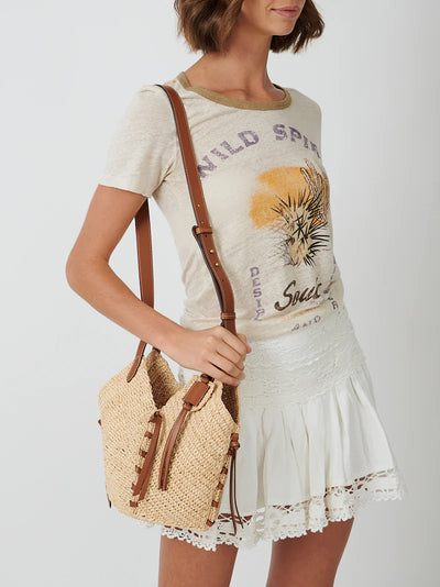 Tampa woven raffia shoulder bag