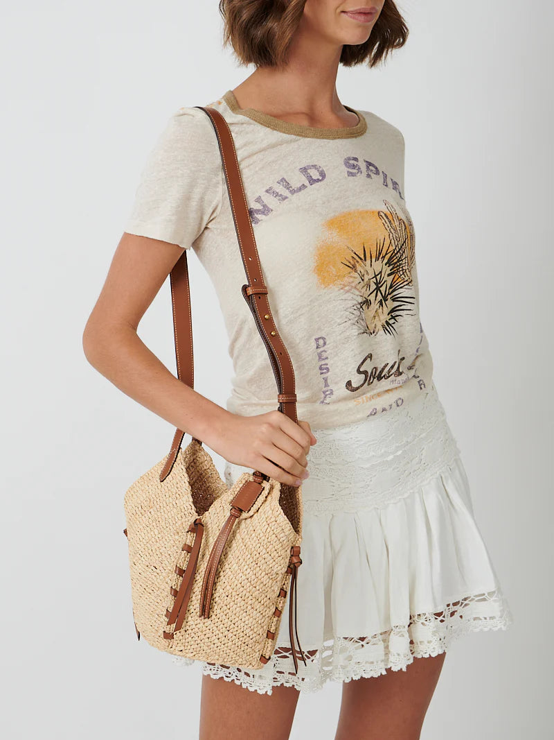 Tampa woven raffia shoulder bag