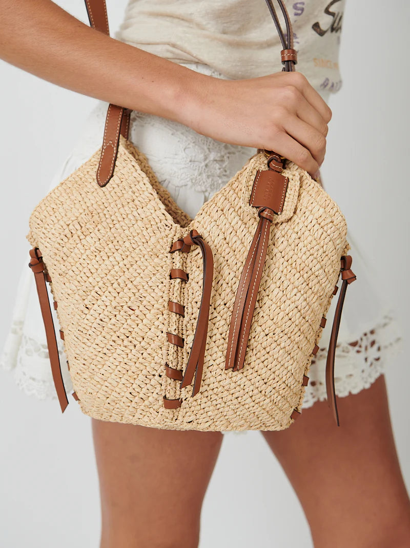 Tampa woven raffia shoulder bag
