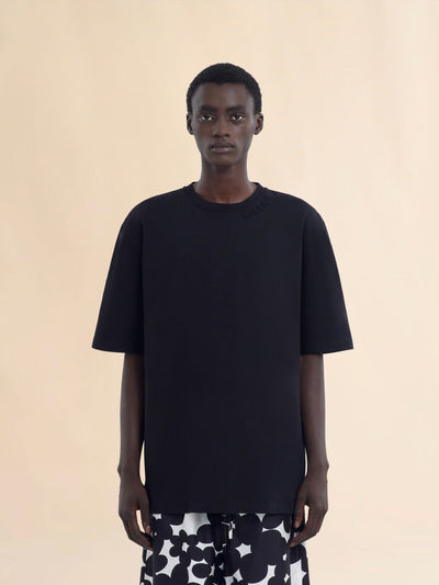 Cotton oversized T-shirt with patches