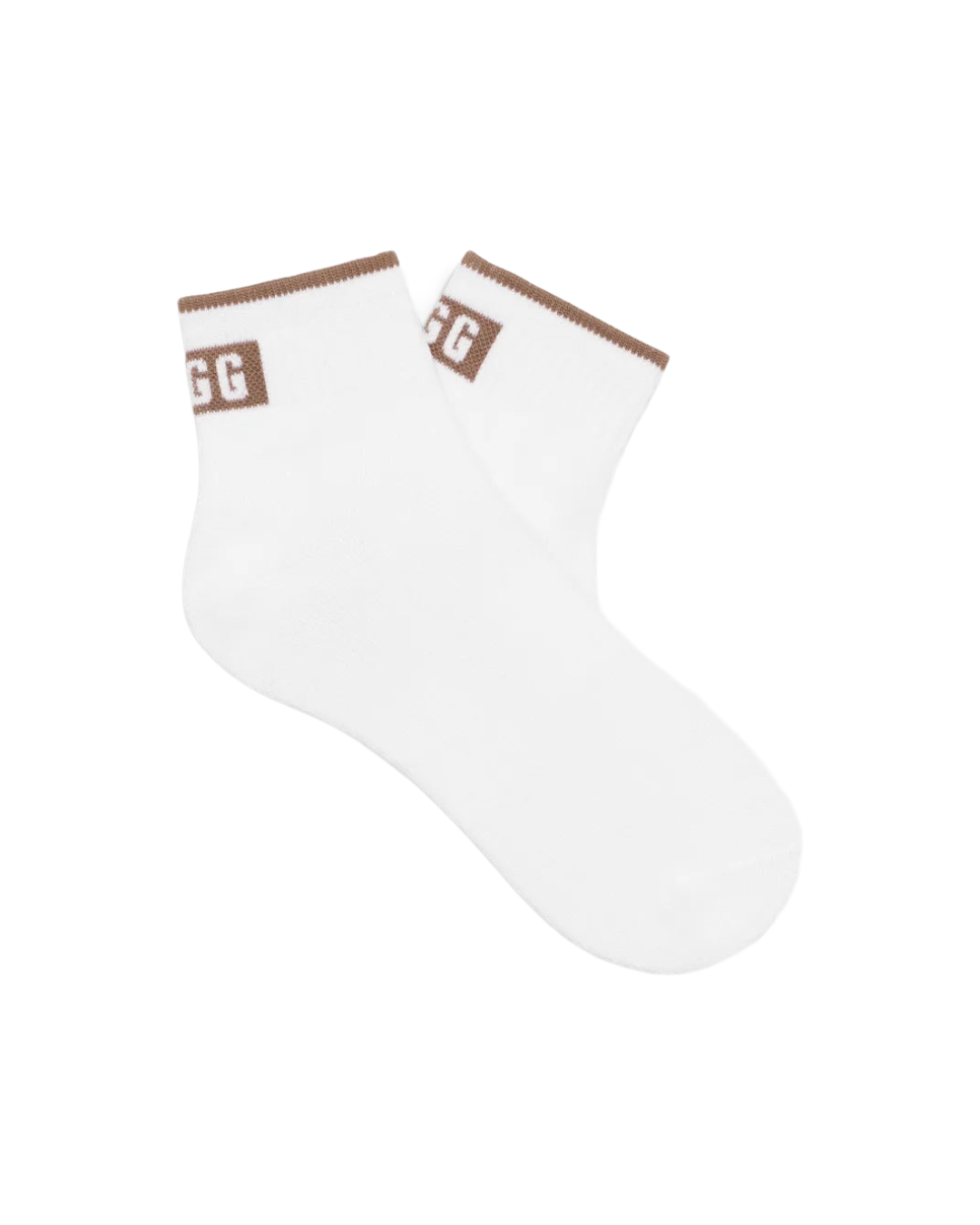 Polly ankle sock - white& brown