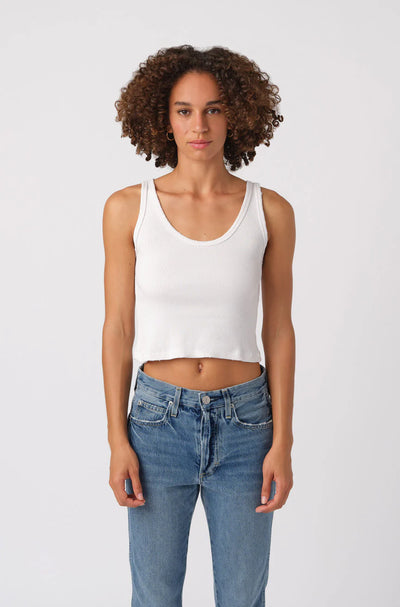 Crop rib tank - white