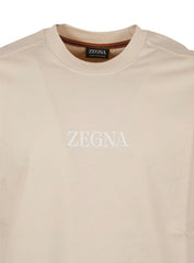 Jersey logo print T shirt - beige