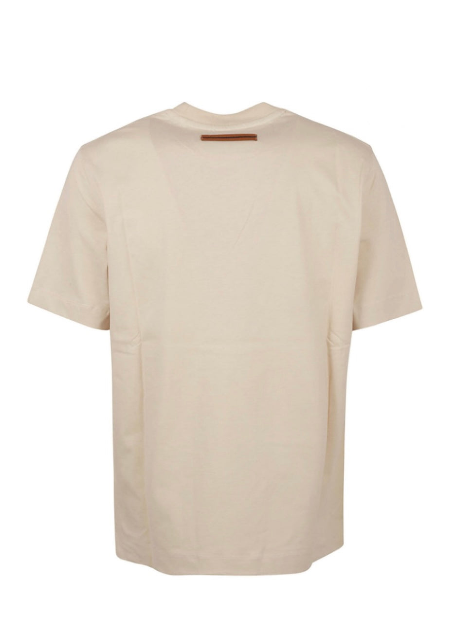 Jersey Logo Print T shirt - Beige