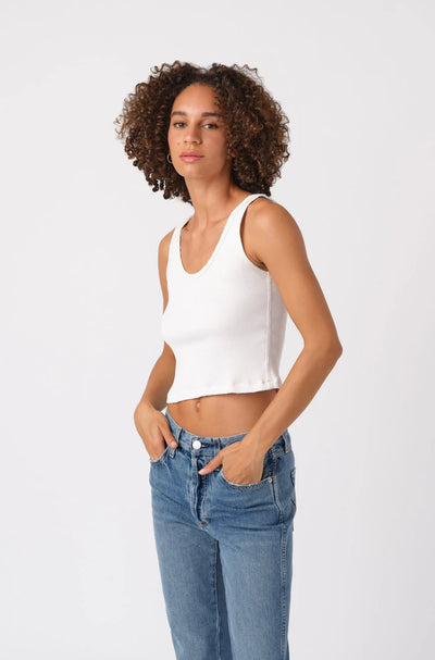 Crop rib tank - white