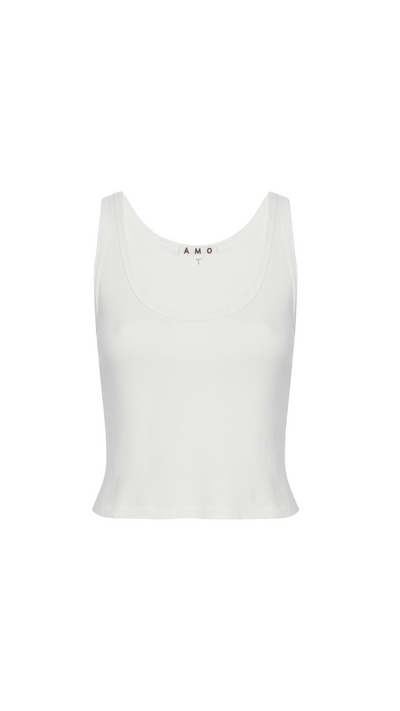Crop rib tank - white