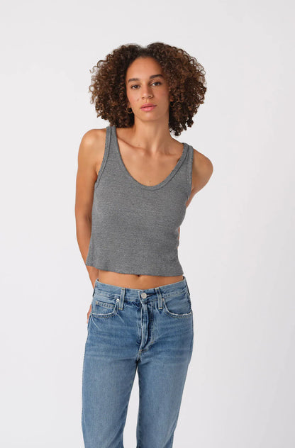 Crop rib tank - heather grey