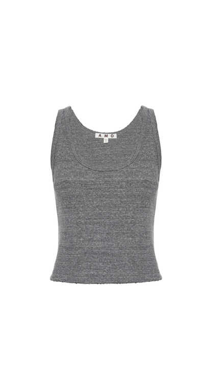 Crop rib tank - heather grey