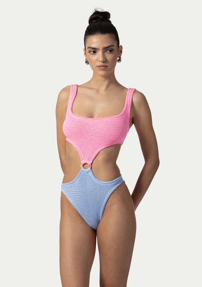Olivia bubble gum / lavender one piece