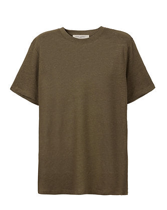 100% linen tee in khaki