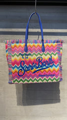 Vanity large multicolor straw bag