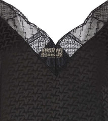 Risty logo-jacquard slip black dress