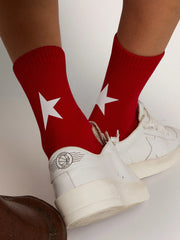 Red version with white Golden Goose star socks