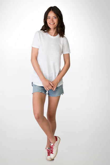 Crew linen neck t-shirt White