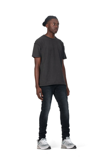 Low Rise Skinny Jeans - Washed Black