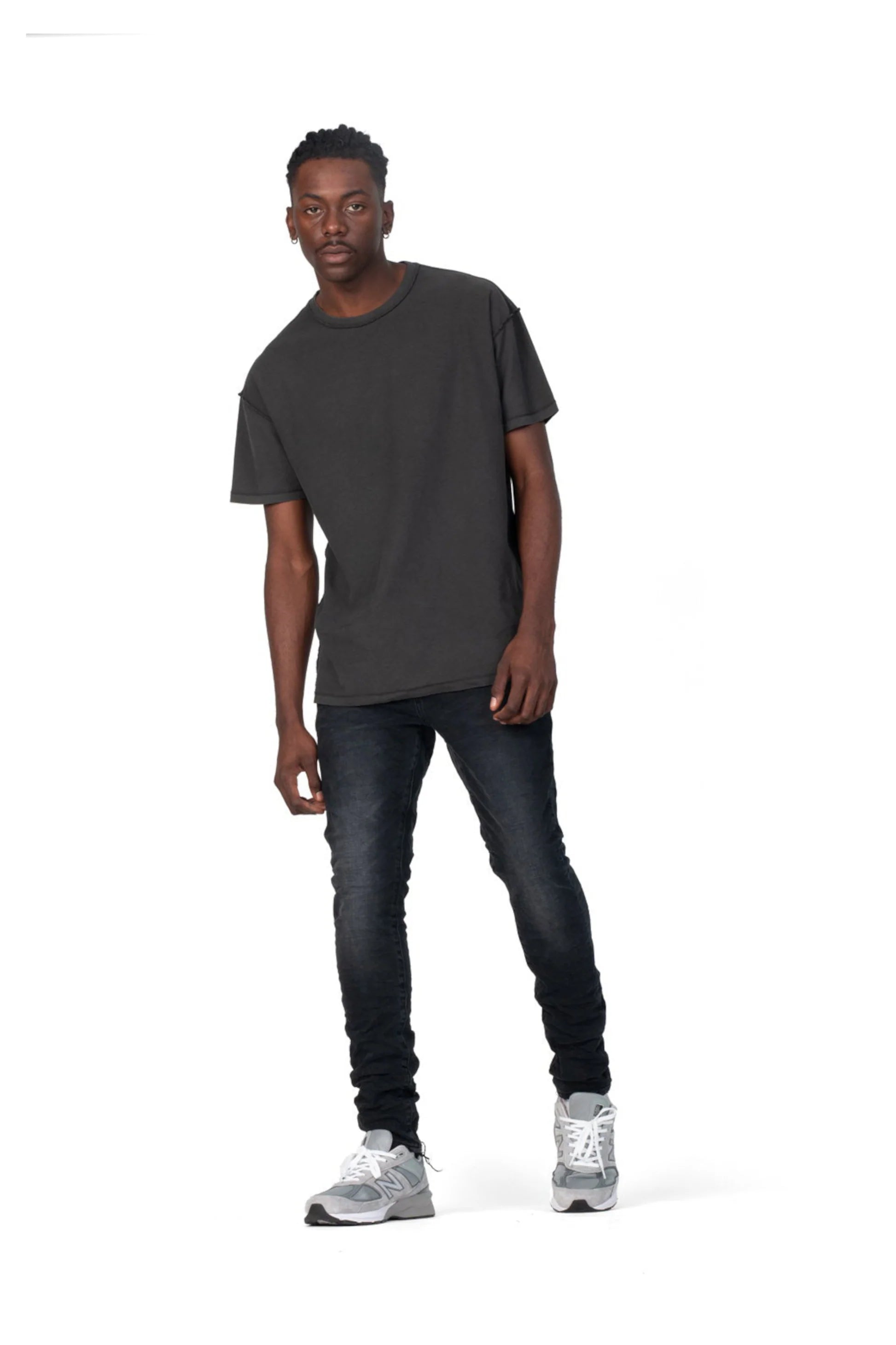 Low Rise Skinny Jeans - Washed Black