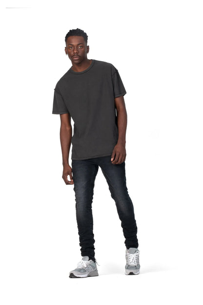 Low Rise Skinny Jeans - Washed Black