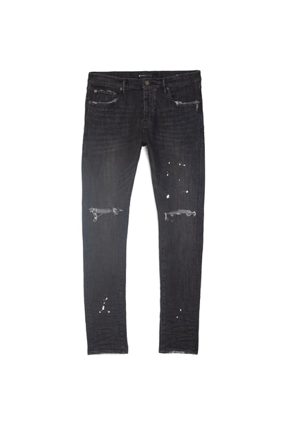 Low Rise Skinny Jean Black Overspray