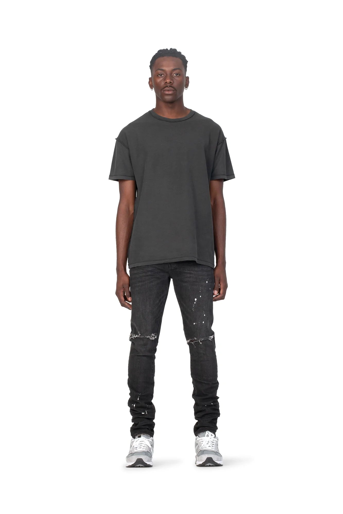 Low Rise Skinny Jean Black Overspray