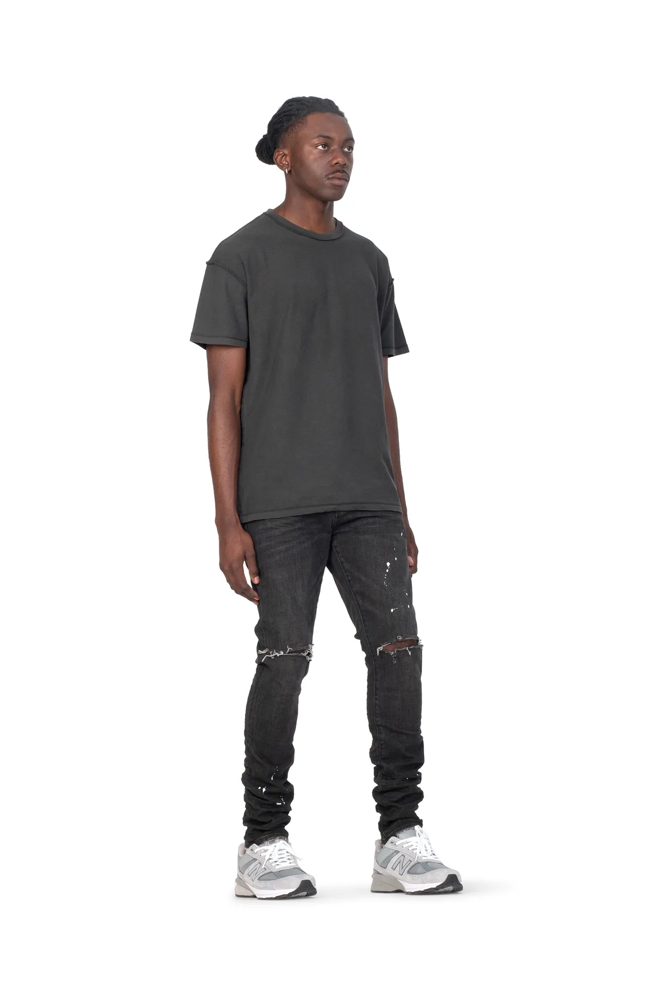 Low Rise Skinny Jean Black Overspray