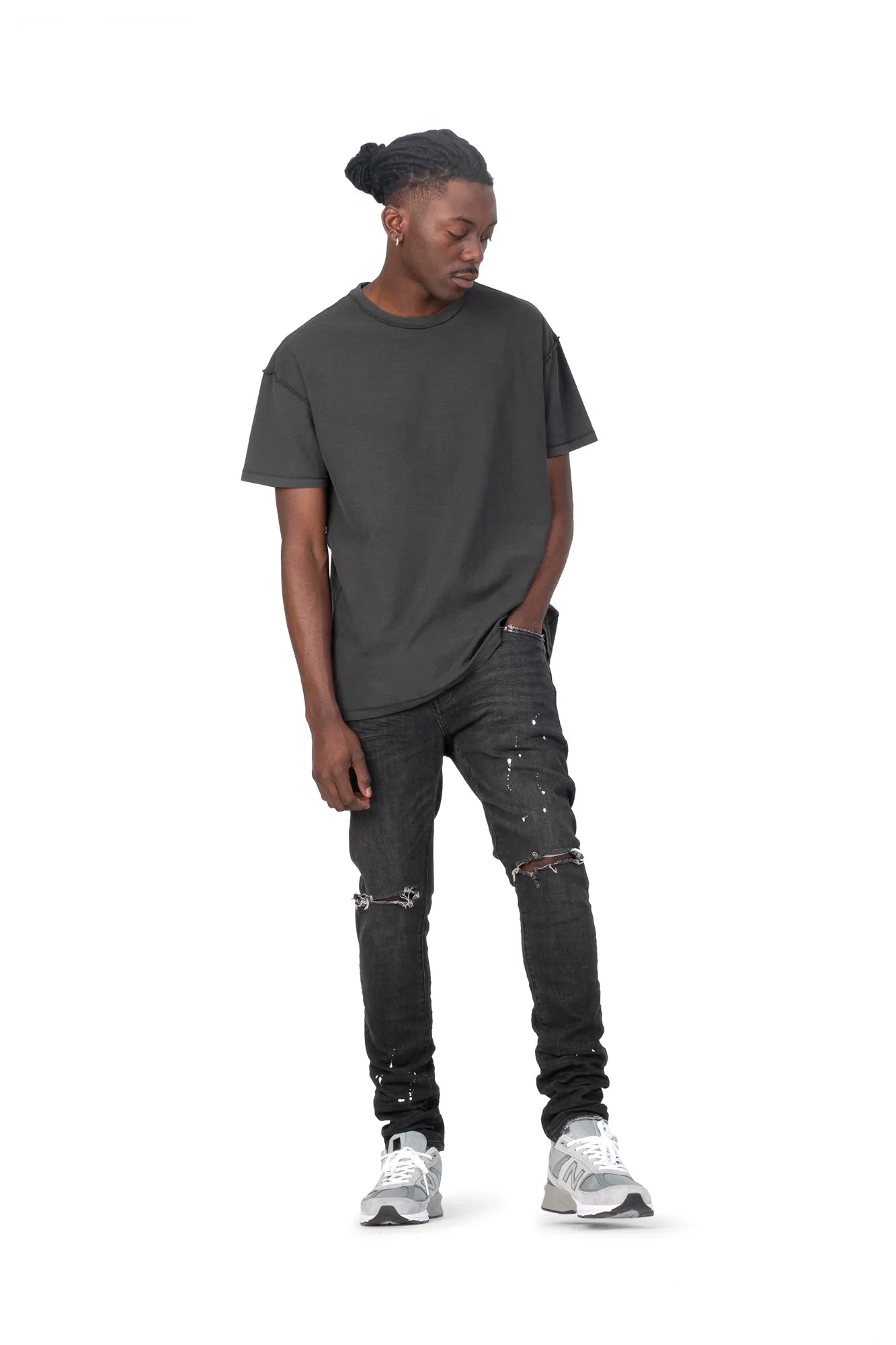 Low Rise Skinny Jean Black Overspray