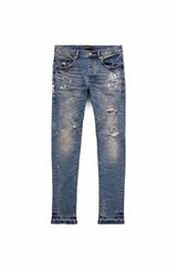 Low rise skinny jean indigo dirty vintage jeans